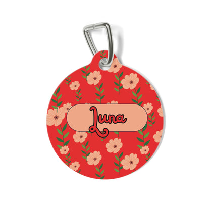 Flower red Pet Tag  – Personalized Elegance !