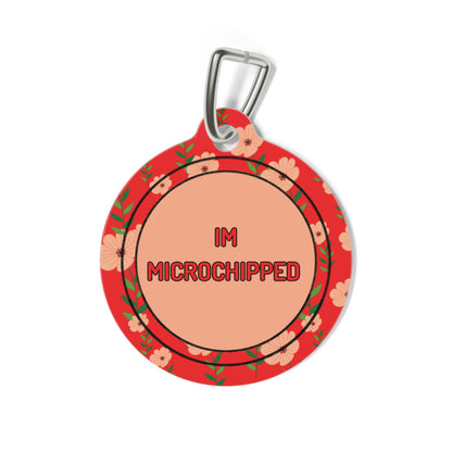 Flower red Pet Tag  – Personalized Elegance !