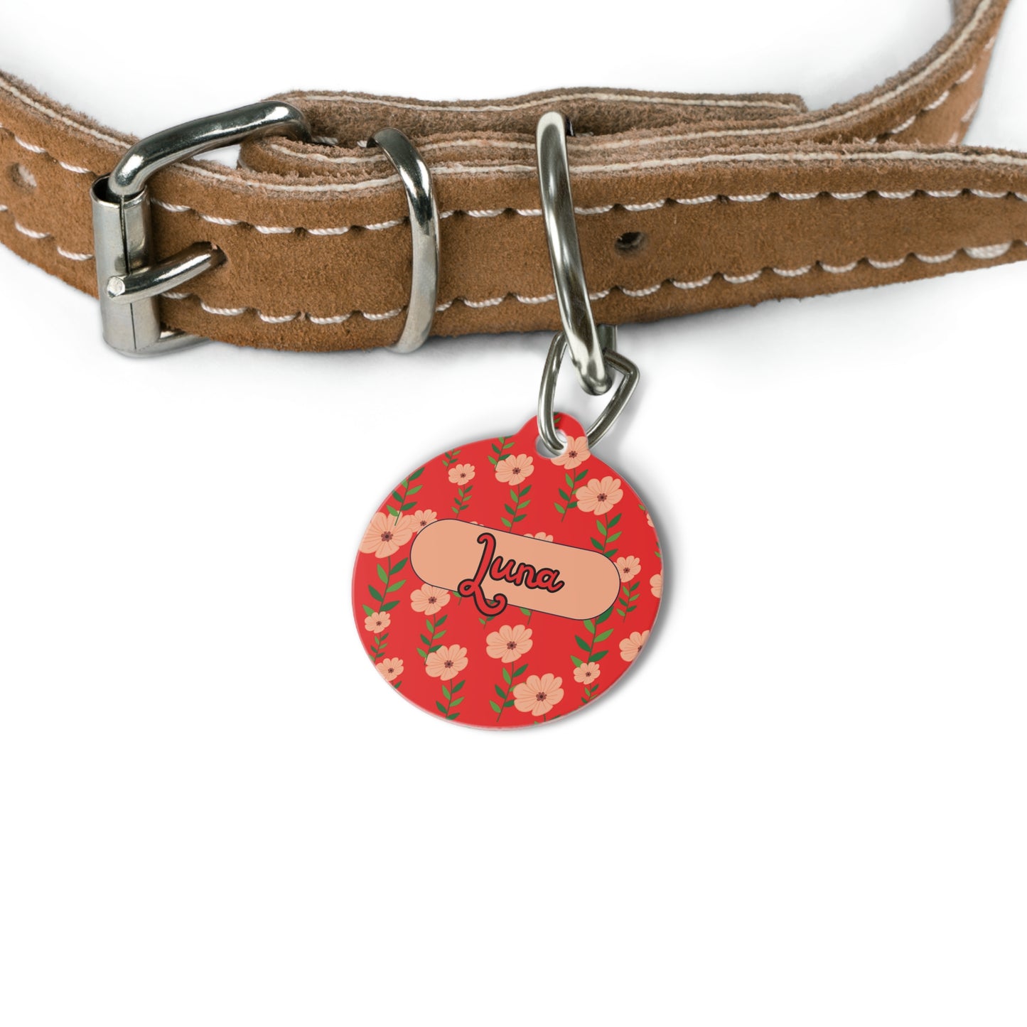Flower red Pet Tag  – Personalized Elegance !