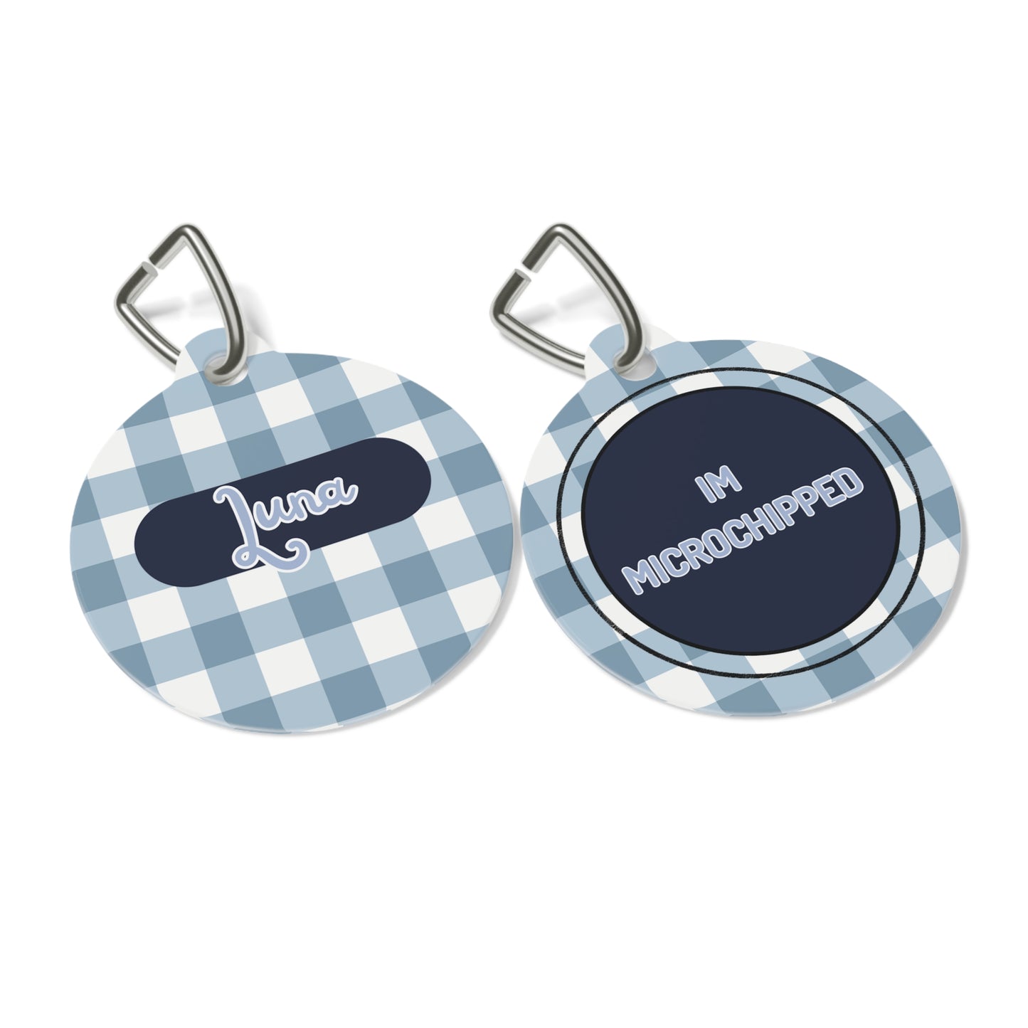 Plaid Blue Pet Tag  – Personalized Elegance !