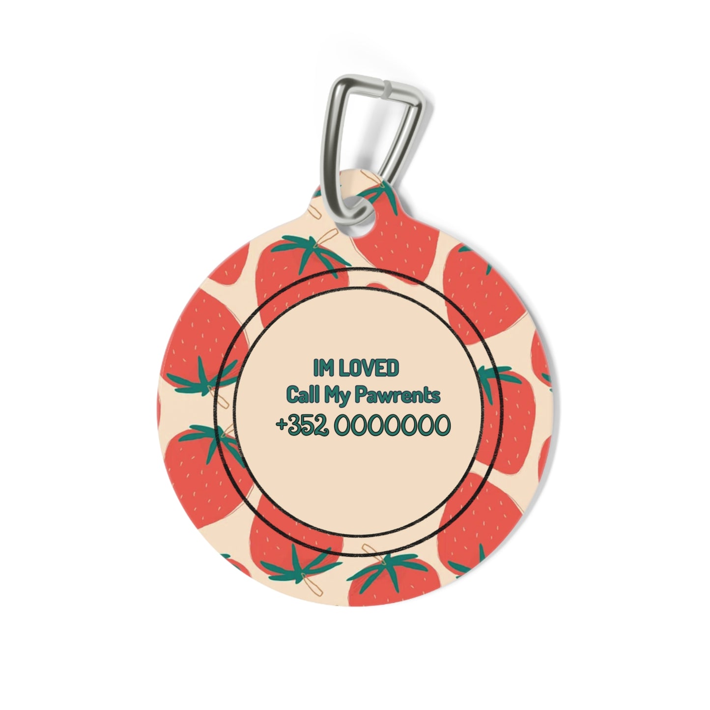 Strawberry delight Pet Tag  – Personalized Elegance !