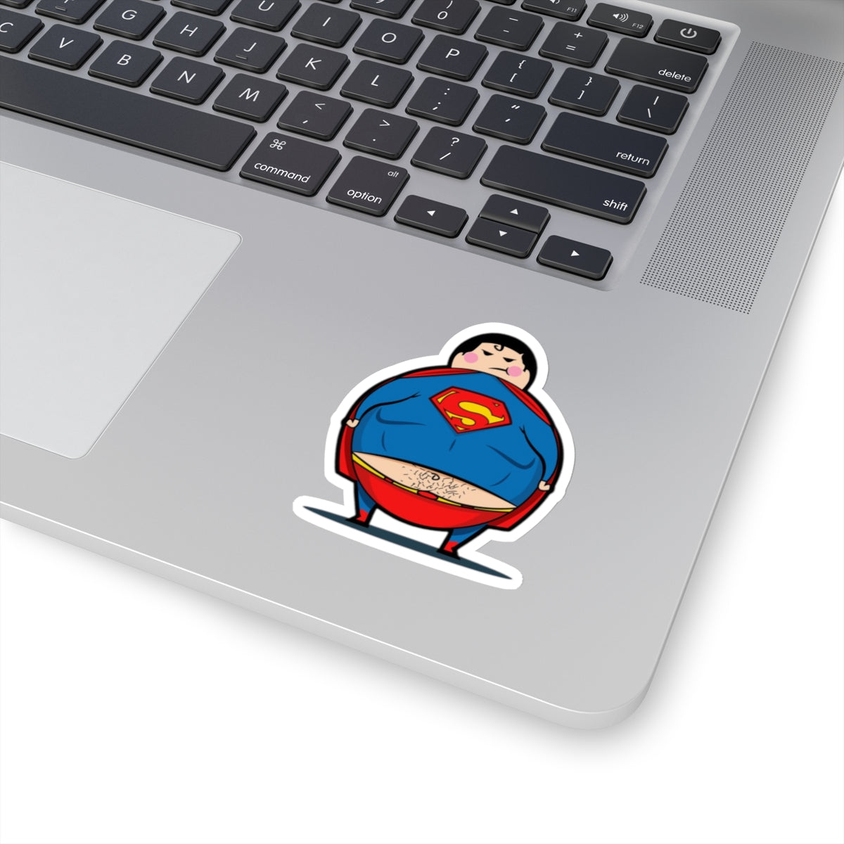 Funny “Super Snack Hero” Sticker – Chubby Hero Parody Vinyl Decal