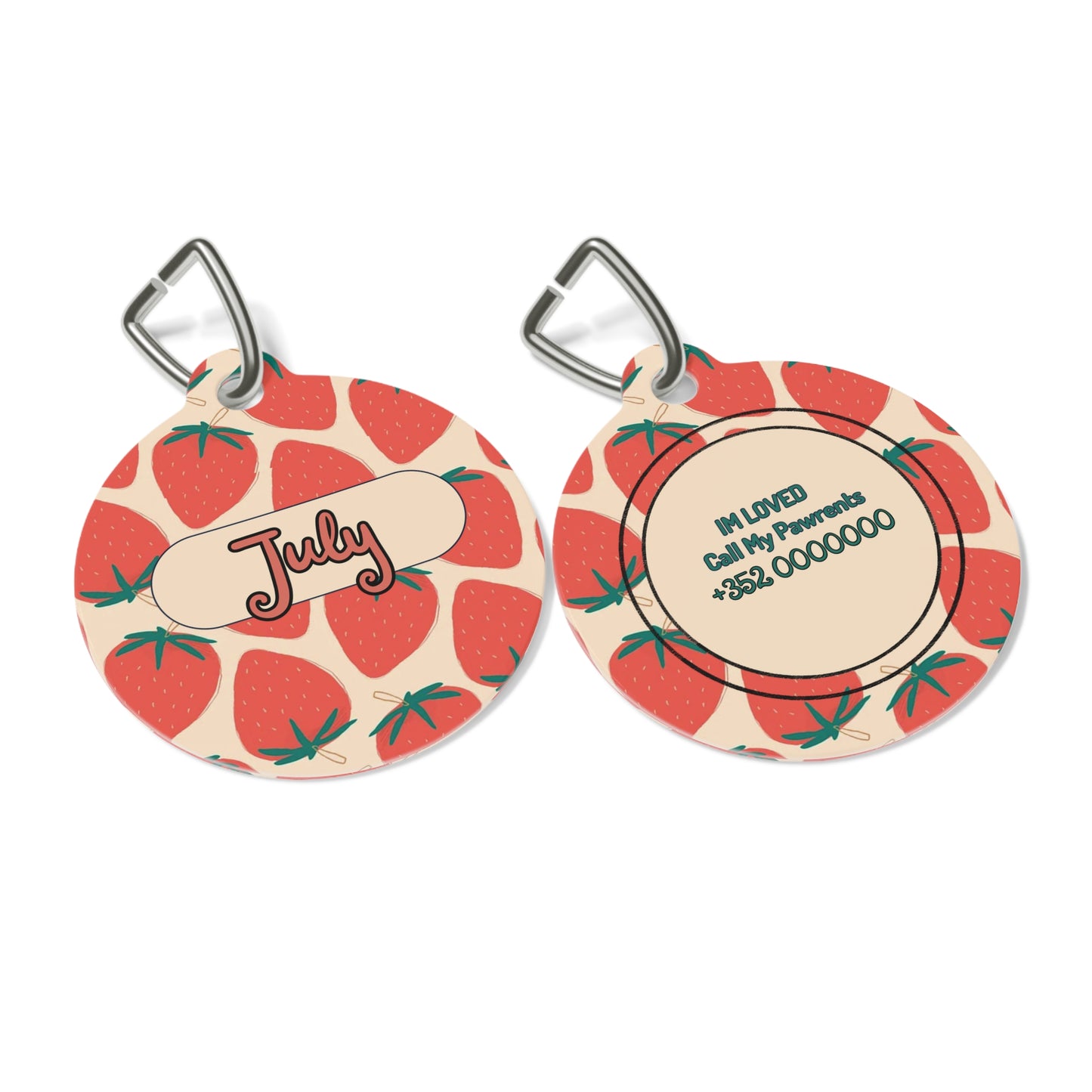 Strawberry delight Pet Tag  – Personalized Elegance !