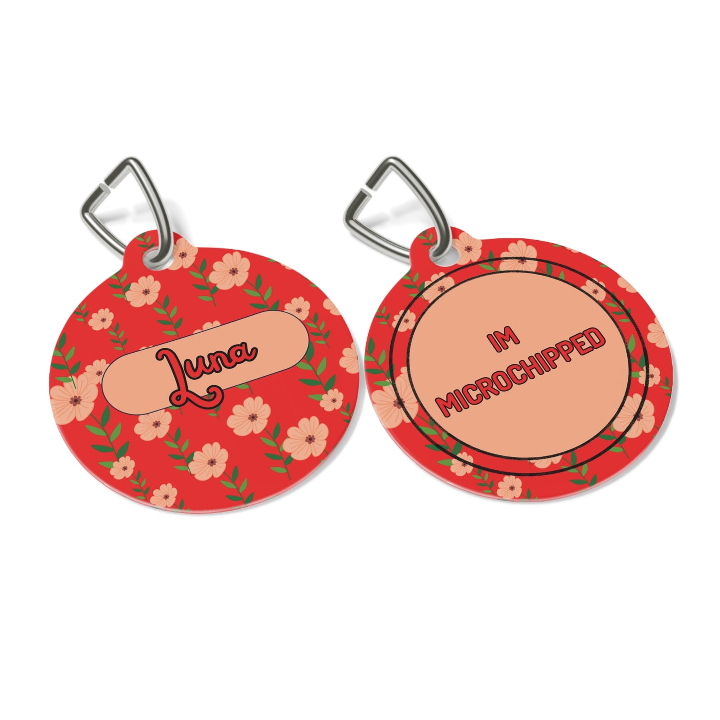 Flower red Pet Tag  – Personalized Elegance !